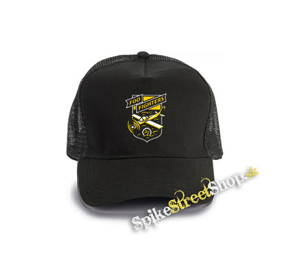 FOO FIGHTERS - Aeroplane - čierna bavlnená sieťkovaná šiltovka model "Trucker Cap"