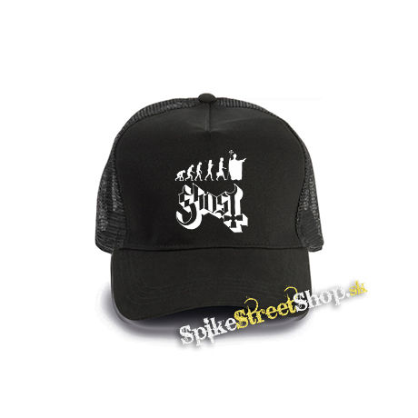 GHOST - Evolution - čierna bavlnená sieťkovaná šiltovka model "Trucker Cap"