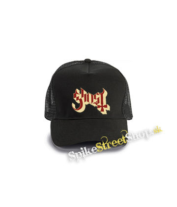 GHOST - Logo Motive 2 - čierna bavlnená sieťkovaná šiltovka model "Trucker Cap"