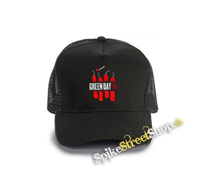 GREEN DAY - Bombs - čierna bavlnená sieťkovaná šiltovka model "Trucker Cap"