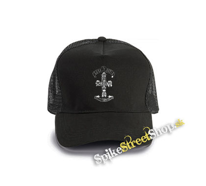 GUNS N ROSES - Appetite For Destruction Cross - čierna bavlnená sieťkovaná šiltovka model "Trucker Cap"