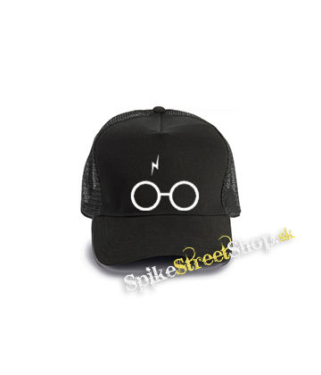 HARRY POTTER - Glasses Crest - čierna bavlnená sieťkovaná šiltovka model "Trucker Cap"