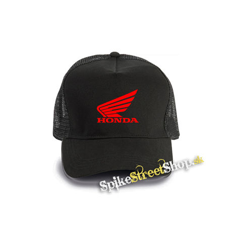 HONDA - Red Logo - čierna bavlnená sieťkovaná šiltovka model "Trucker Cap"