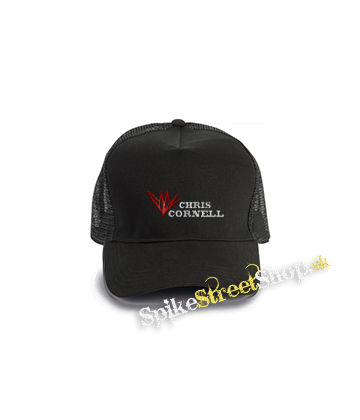 CHRIS CORNELL - Logo - čierna bavlnená sieťkovaná šiltovka model "Trucker Cap"