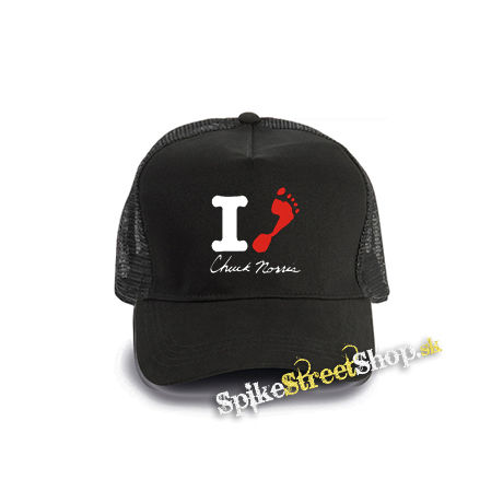 CHUCK NORRIS - I Love Chuck Norris - čierna bavlnená sieťkovaná šiltovka model "Trucker Cap"