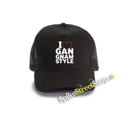 I LOVE GANGNAM STYLE - čierna bavlnená sieťkovaná šiltovka model "Trucker Cap"
