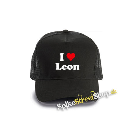 I LOVE LEON - čierna bavlnená sieťkovaná šiltovka model "Trucker Cap"