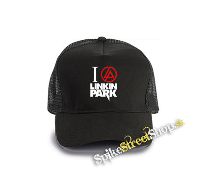 I LOVE LINKIN PARK - Crest Motive - čierna bavlnená sieťkovaná šiltovka model "Trucker Cap"