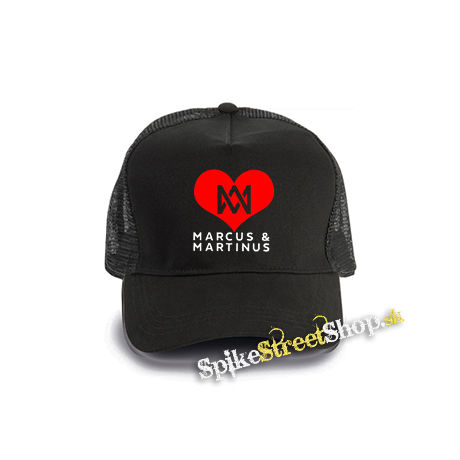 I LOVE MARCUS & MARTINUS - Motive 2 - čierna bavlnená sieťkovaná šiltovka model "Trucker Cap"