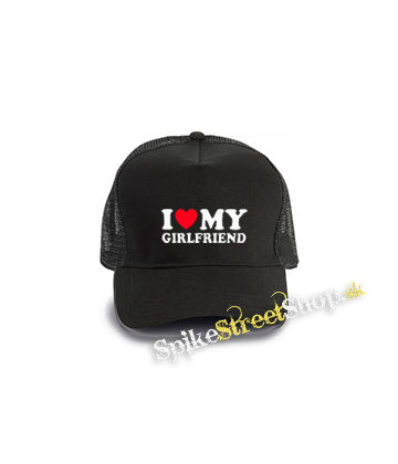 I LOVE MY GIRLFRIEND - čierna bavlnená sieťkovaná šiltovka model "Trucker Cap"