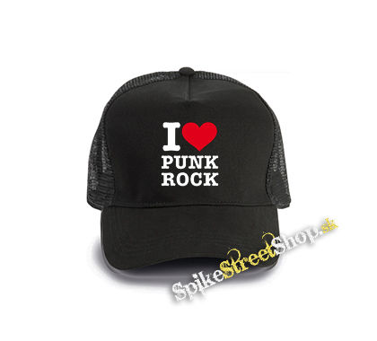I LOVE PUNKROCK - čierna bavlnená sieťkovaná šiltovka model "Trucker Cap"