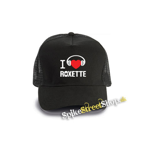 I LOVE ROXETTE - čierna bavlnená sieťkovaná šiltovka model "Trucker Cap"