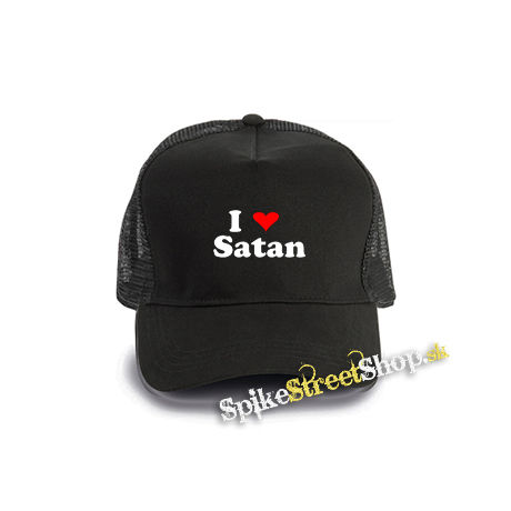 I LOVE SATAN - čierna bavlnená sieťkovaná šiltovka model "Trucker Cap"