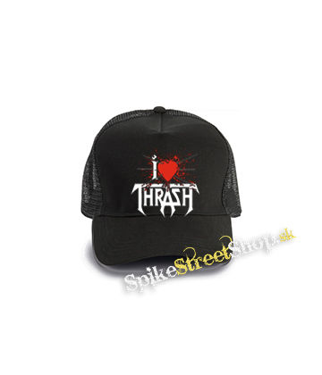 I LOVE THRASH - čierna bavlnená sieťkovaná šiltovka model "Trucker Cap"