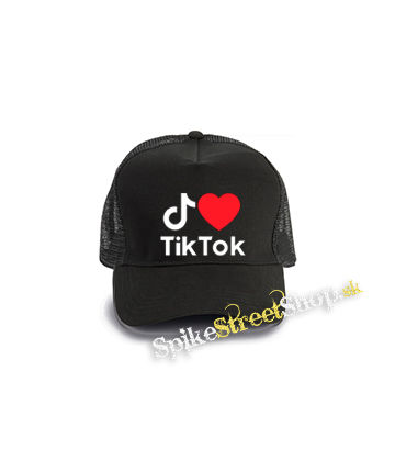 I LOVE TIK TOK - čierna bavlnená sieťkovaná šiltovka model "Trucker Cap"