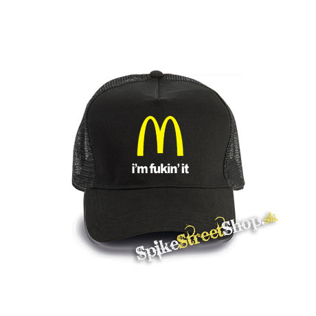 I'M FUCKIN' IT - čierna bavlnená sieťkovaná šiltovka model "Trucker Cap"