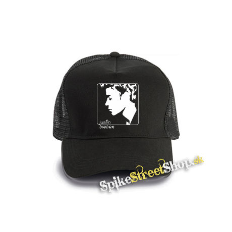JUSTIN BIEBER - Logo & Portrait Motive 2 - čierna bavlnená sieťkovaná šiltovka model "Trucker Cap"