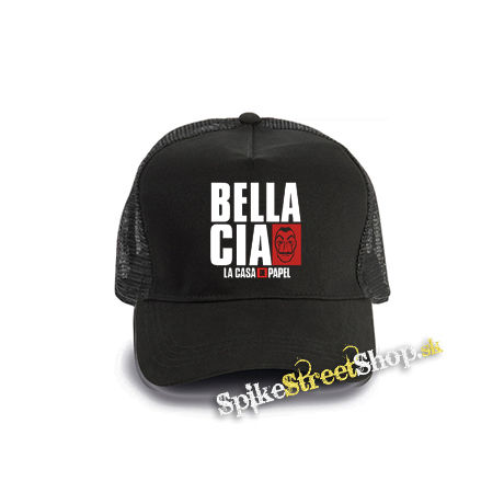 LA CASA DE PAPEL - Bella Ciao - čierna bavlnená sieťkovaná šiltovka model "Trucker Cap"