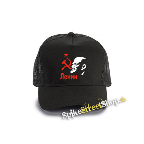 LENIN - čierna bavlnená sieťkovaná šiltovka model "Trucker Cap"