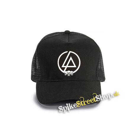 LINKIN PARK - Brown Logo And Skulls - čierna bavlnená sieťkovaná šiltovka model "Trucker Cap"