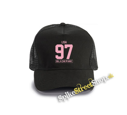 LISA 97 - BLACKPINK - Pink Number Years - čierna bavlnená sieťkovaná šiltovka model "Trucker Cap"