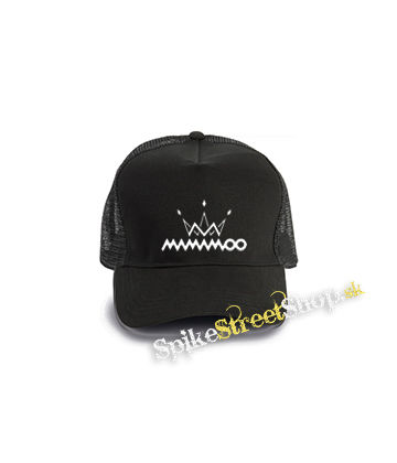 MAMAMOO Logo - čierna bavlnená sieťkovaná šiltovka model "Trucker Cap"