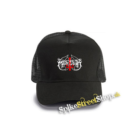 MARDUK - Red Cross Logo - čierna bavlnená sieťkovaná šiltovka model "Trucker Cap"