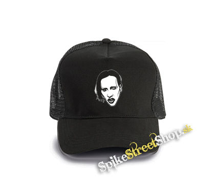 MARILYN MANSON - Art Drawing Portrait - čierna bavlnená sieťkovaná šiltovka model "Trucker Cap"