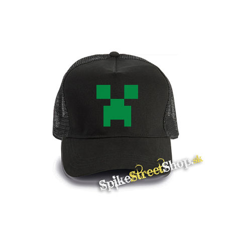 MINECRAFT - Green Creeper - čierna bavlnená sieťkovaná šiltovka model "Trucker Cap"