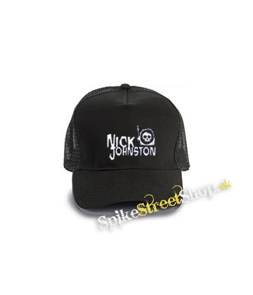 NICK JOHNSTON - Logo - čierna bavlnená sieťkovaná šiltovka model "Trucker Cap"