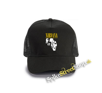 NIRVANA - Yellow Logo Band - čierna bavlnená sieťkovaná šiltovka model "Trucker Cap"