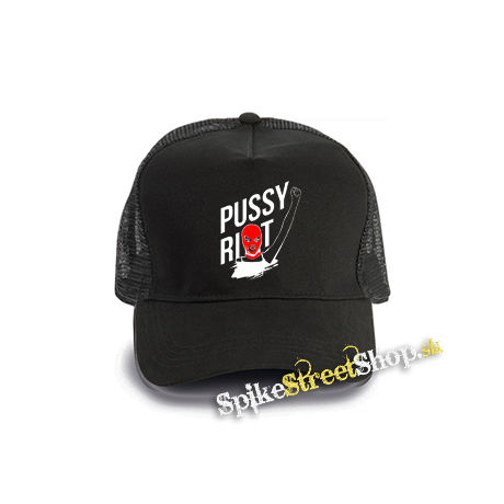 PUSSY RIOT - čierna bavlnená sieťkovaná šiltovka model "Trucker Cap"