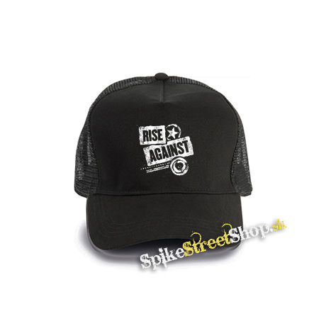 RISE AGAINST - Patched Up - čierna bavlnená sieťkovaná šiltovka model "Trucker Cap"
