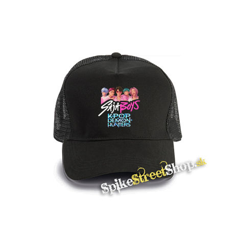 SAJA BOYS - Kpop Demon Hunters - čierna bavlnená sieťkovaná šiltovka model "Trucker Cap"