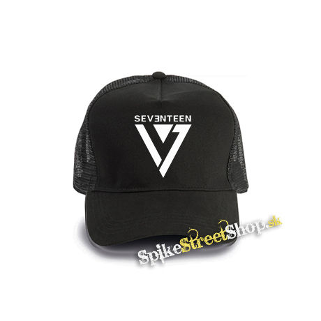 SEVENTEEN - Logo - čierna bavlnená sieťkovaná šiltovka model "Trucker Cap"