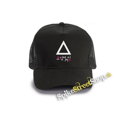 SQUID GAME - Triangle & Symbols - čierna bavlnená sieťkovaná šiltovka model "Trucker Cap"
