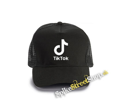 TIK TOK - Logo - čierna bavlnená sieťkovaná šiltovka model "Trucker Cap"