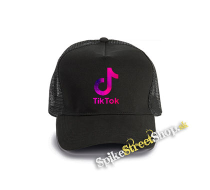 TIK TOK - Logo Rainbow - čierna bavlnená sieťkovaná šiltovka model "Trucker Cap"