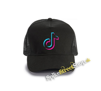 TIK TOK - Znak - čierna bavlnená sieťkovaná šiltovka model "Trucker Cap"