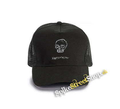 XXXTentacion - Logo Skull - čierna bavlnená sieťkovaná šiltovka model "Trucker Cap"