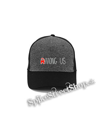 AMONG US - Red White Logo - šedočierna bavlnená šiltovka