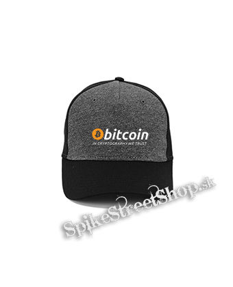 BITCOIN - In Cryptography We Trust - šedočierna bavlnená šiltovka