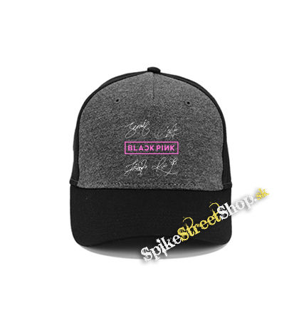 BLACKPINK - Logo & Signature - šedočierna bavlnená šiltovka