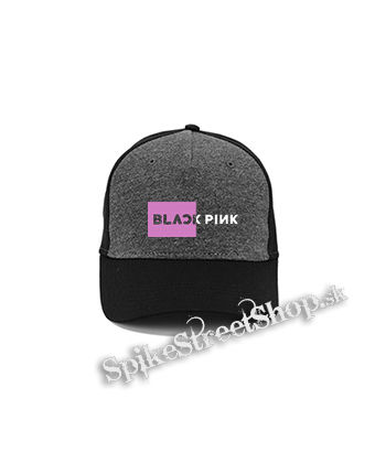 BLACKPINK - Pink Square Crest B&W - šedočierna bavlnená šiltovka