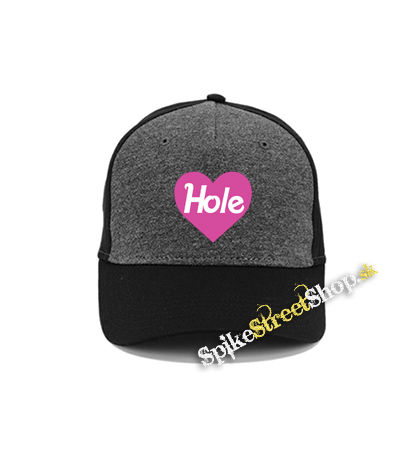 HOLE - Pink Logo Heart - šedočierna bavlnená šiltovka