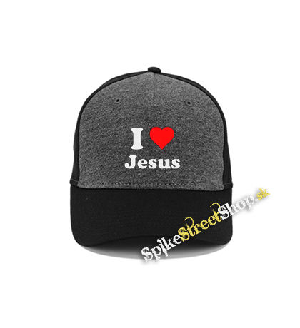 I LOVE JESUS - šedočierna bavlnená šiltovka