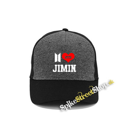 I LOVE JIMIN - Bangtan Boys - šedočierna bavlnená šiltovka