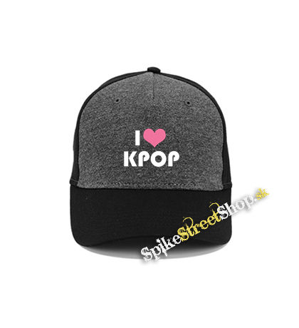 I LOVE K-POP - šedočierna bavlnená šiltovka