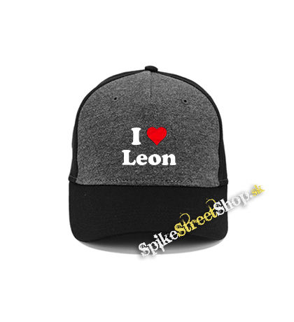 I LOVE LEON - šedočierna bavlnená šiltovka