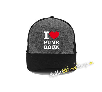 I LOVE PUNKROCK - šedočierna bavlnená šiltovka